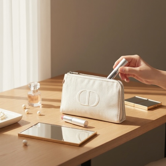 Christian Dior Canvas Cosmetic Travel Pouch Bag in Beige - Picture 10 of 10